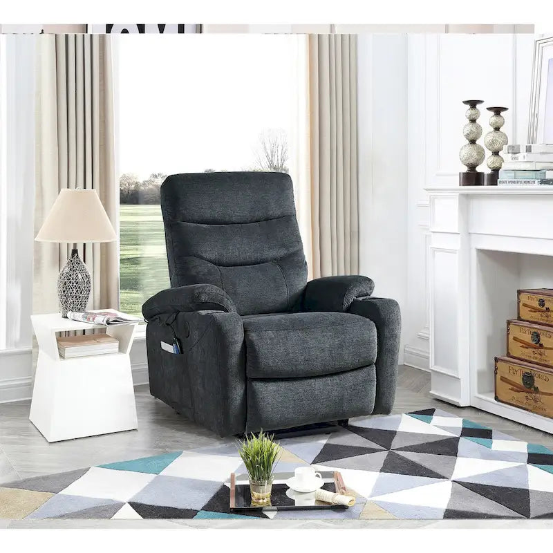 Fauteuil inclinable électrique avec fonction de massage et de chauffage pour personnes âgées, 3 positions, 2 poches latérales, porte-gobelets, port USB