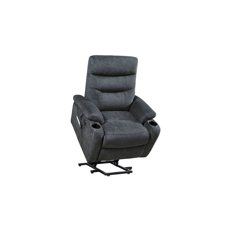 Fauteuil inclinable électrique avec fonction de massage et de chauffage pour personnes âgées, 3 positions, 2 poches latérales, porte-gobelets, port USB