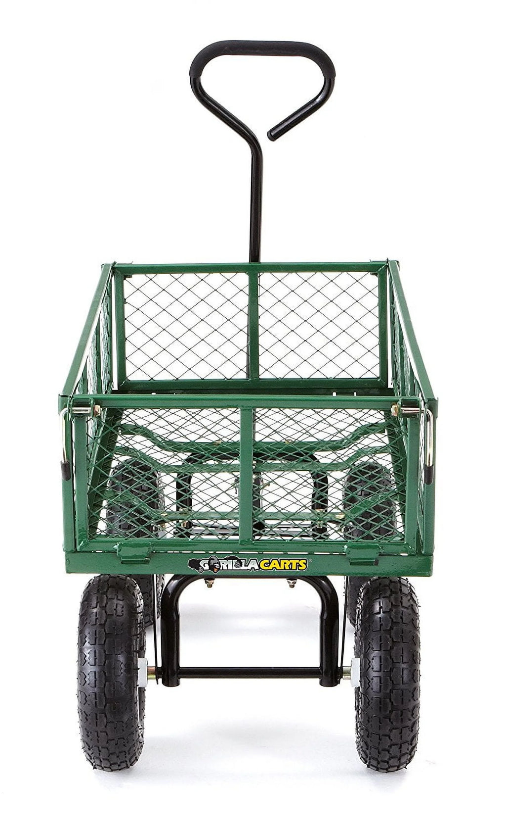 Chariot de jardin en maille d'acier Gorilla Carts GOR400 de 400 lb avec 10 pneus