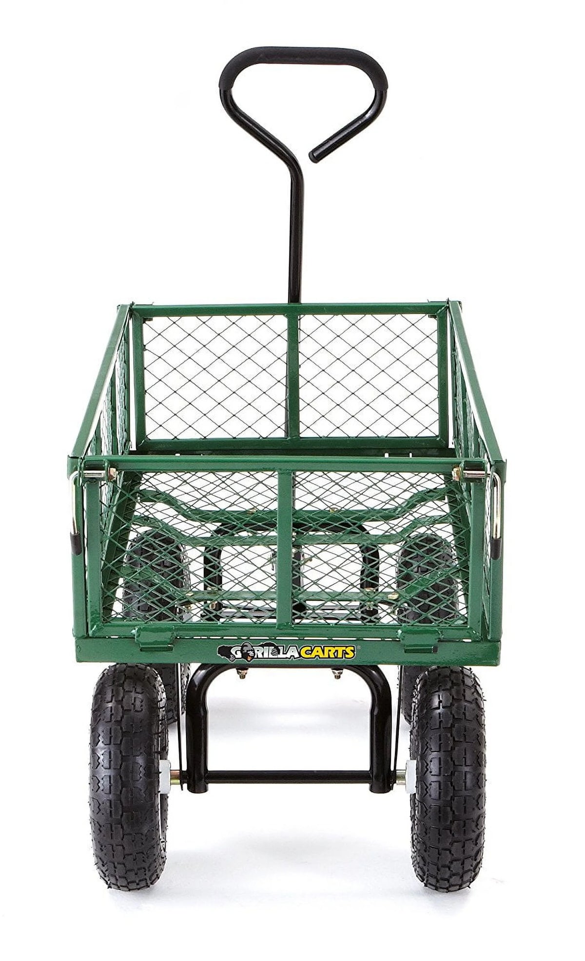Chariot de jardin en maille d'acier Gorilla Carts GOR400 de 400 lb avec 10 pneus