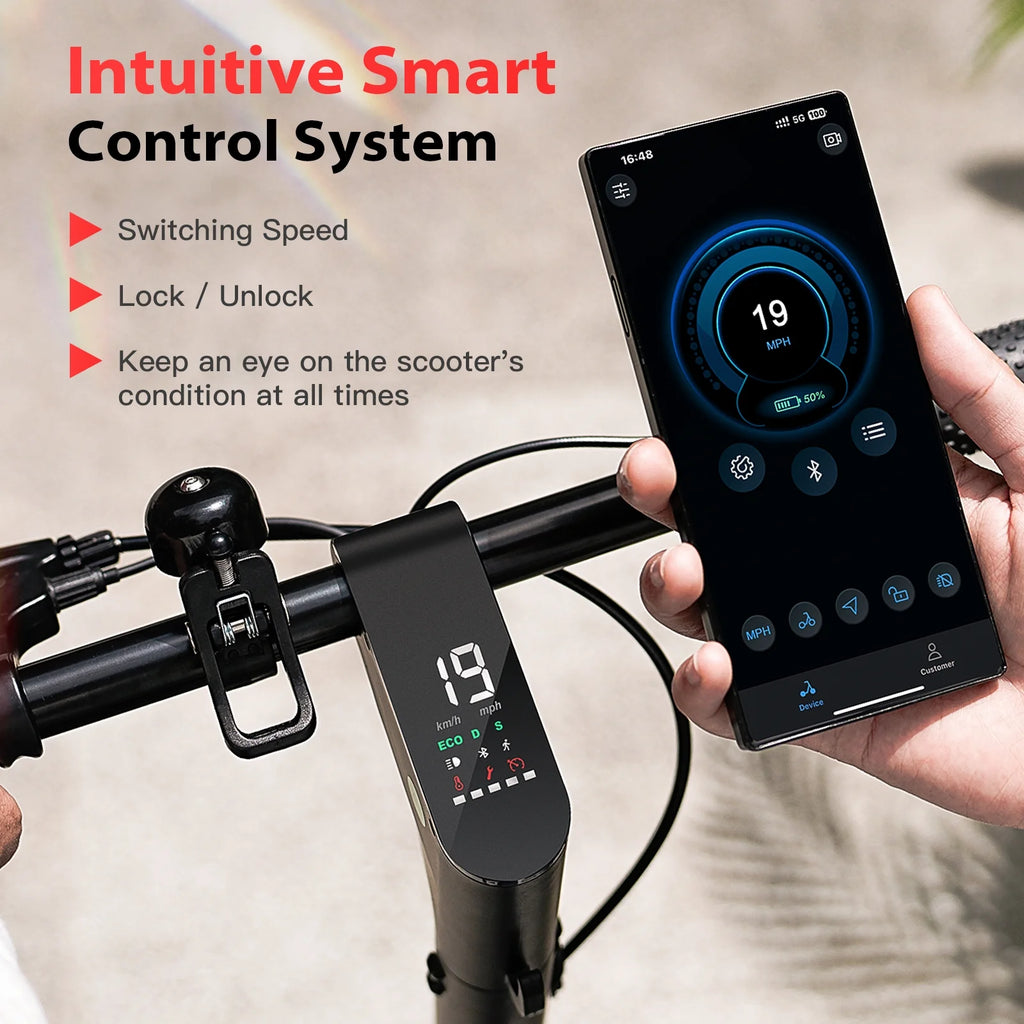 iScooter Electric Scooter Adult, 350W Motor, 21 Miles Long Range, 19 mph & 8.5 Pneumatic tire Folding Commuter Electric Scooter for Adults & Teens, Superior Performance Smart App & Dual Braking