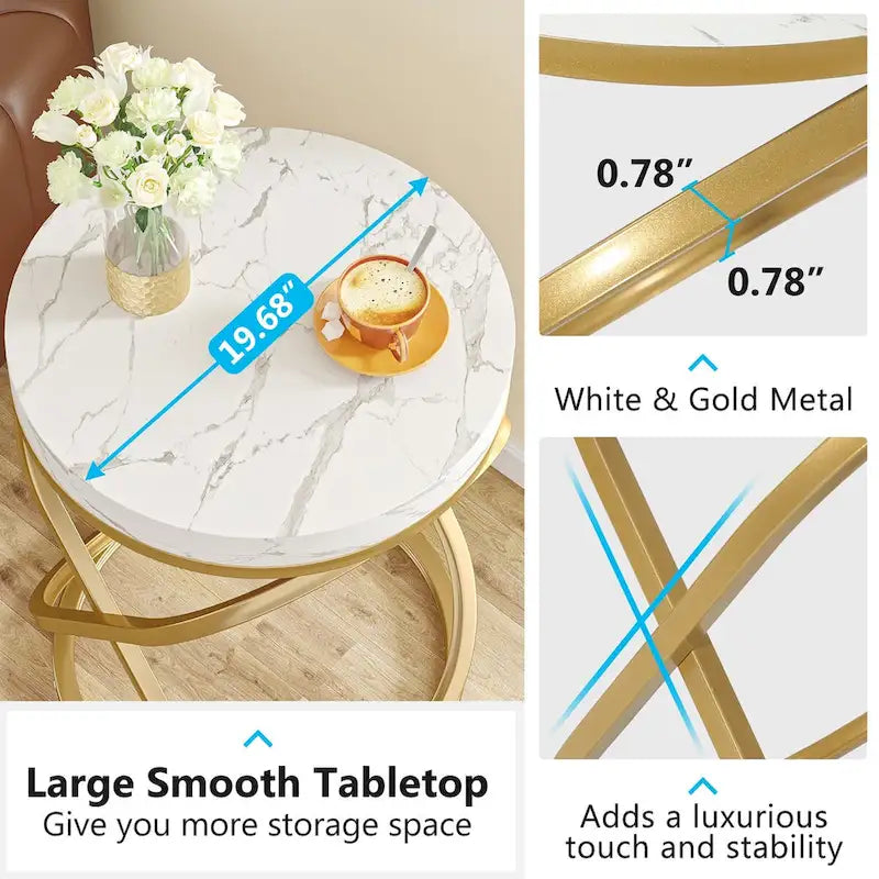 Table d'appoint ronde de 50 cm de diamètre pour salon