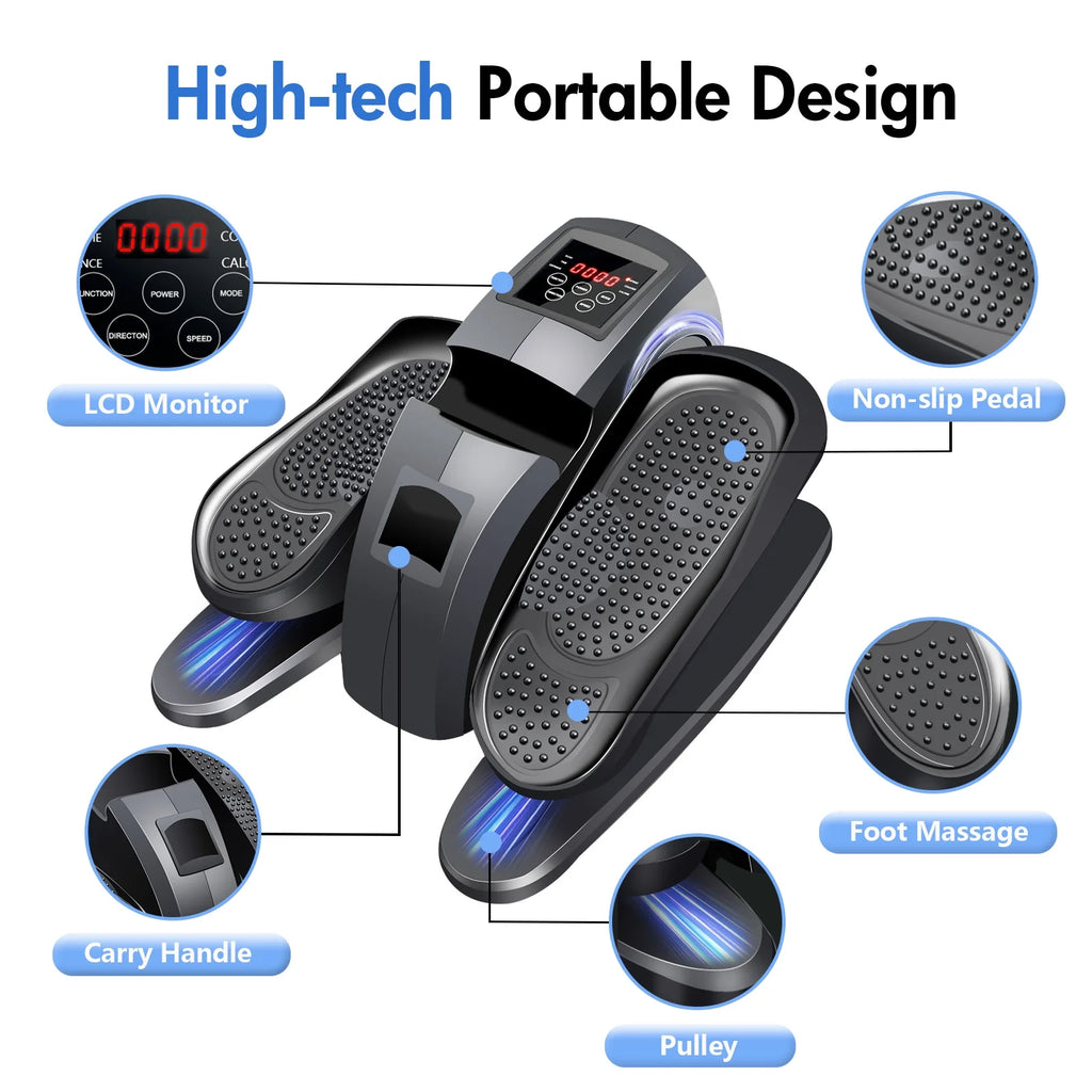 Vélo elliptique de bureau Baokaler, appareil d’exercice électrique pour les jambes assis, pour seniors, 12 vitesses réglables avec télécommande