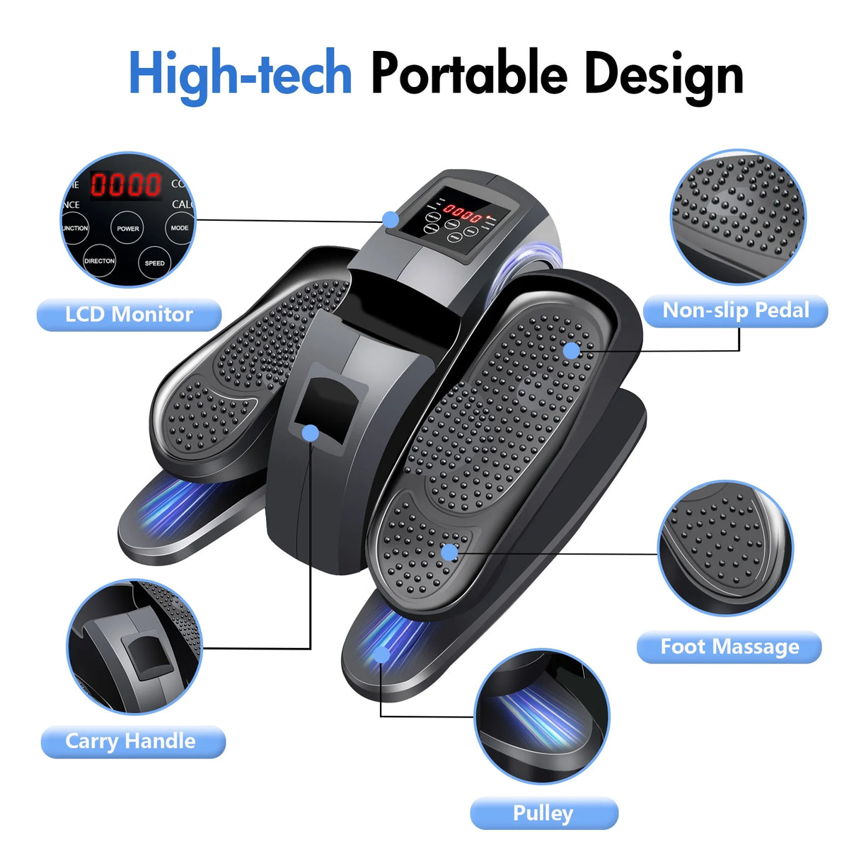 Vélo elliptique de bureau Baokaler, appareil d’exercice électrique pour les jambes assis, pour seniors, 12 vitesses réglables avec télécommande
