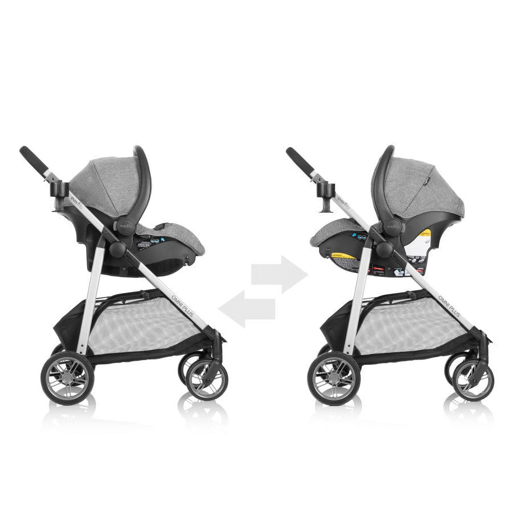 Système de voyage modulaire Evenflo Omni Plus avec siège auto pour bébé LiteMax Sport, gris Mylar, unisexe