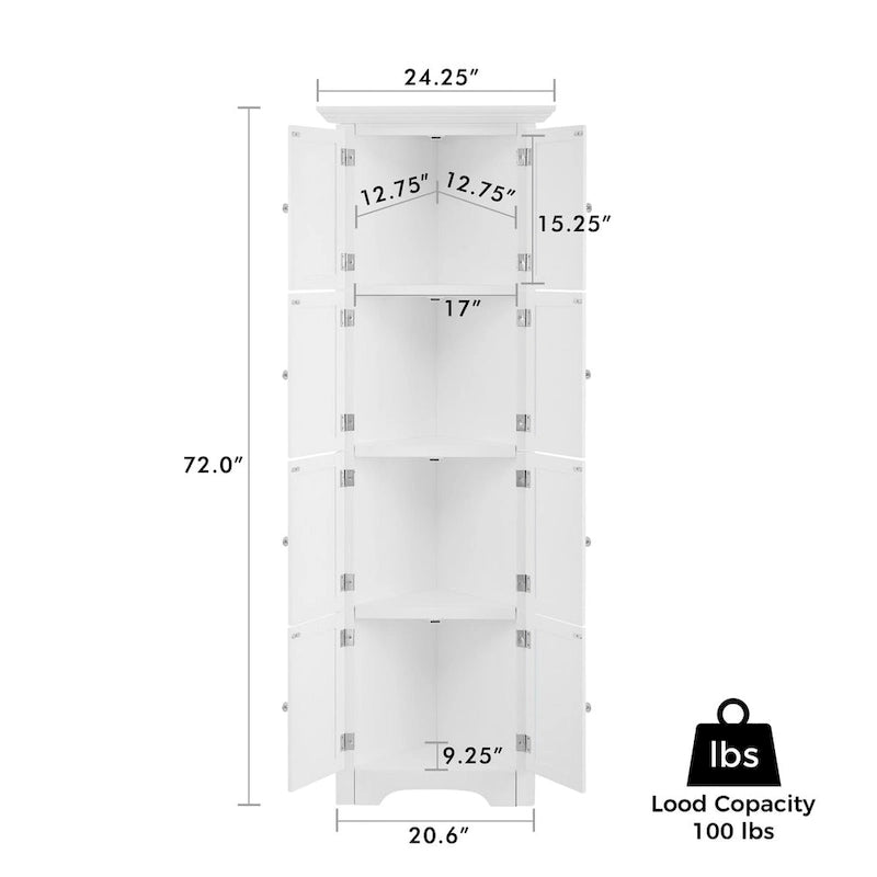 Meuble de rangement haut à 4 étagères pour salon, cuisine
