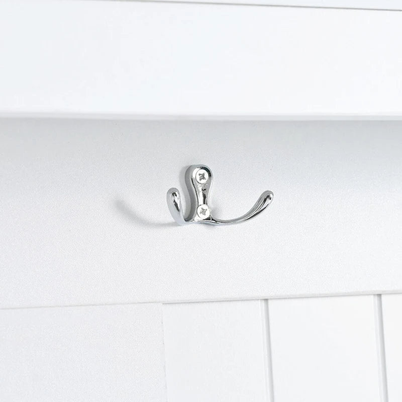 Banc d'entrée 5 en 1 avec portes persiennes, porte-manteau, coussin et 4 crochets robustes