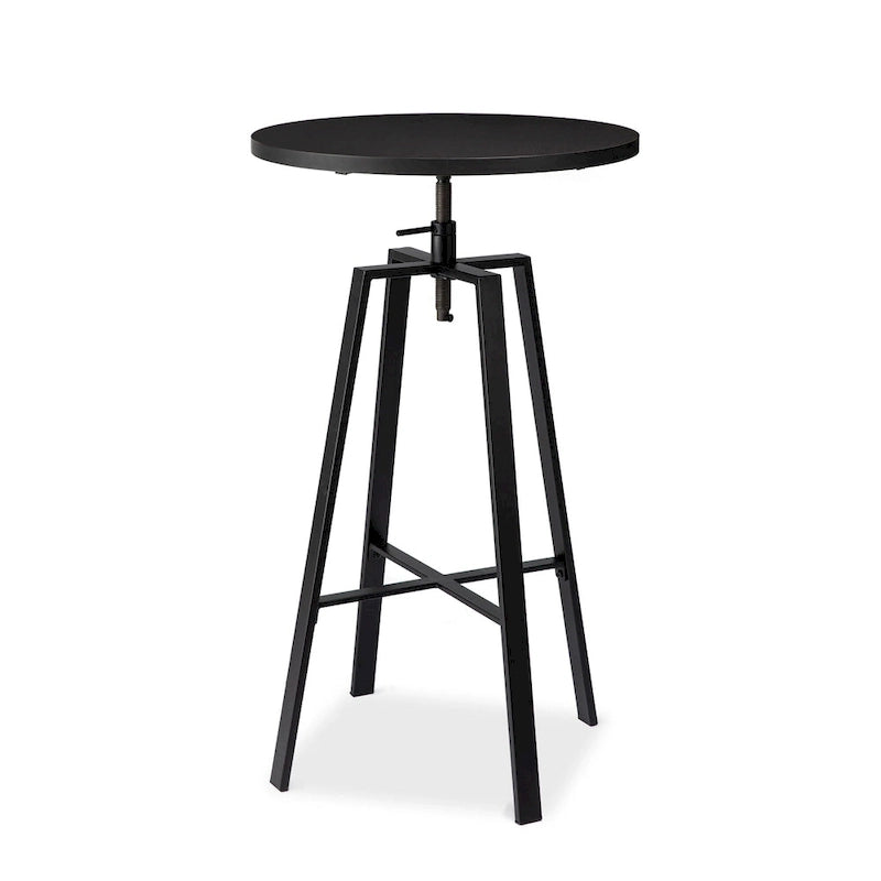 Table de bar ronde réglable Glitzhome Industrial Wood Top