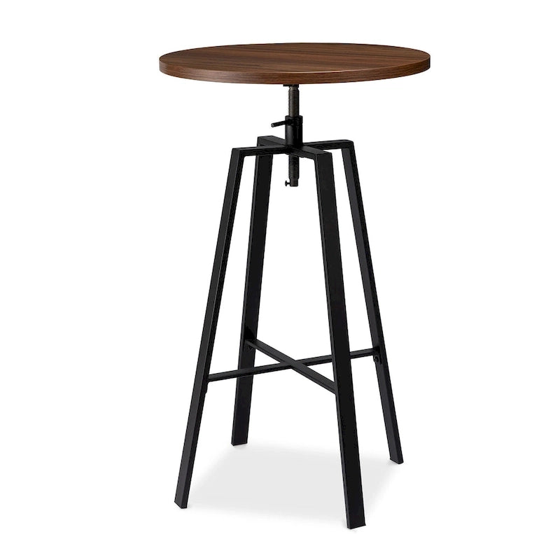 Table de bar ronde réglable Glitzhome Industrial Wood Top