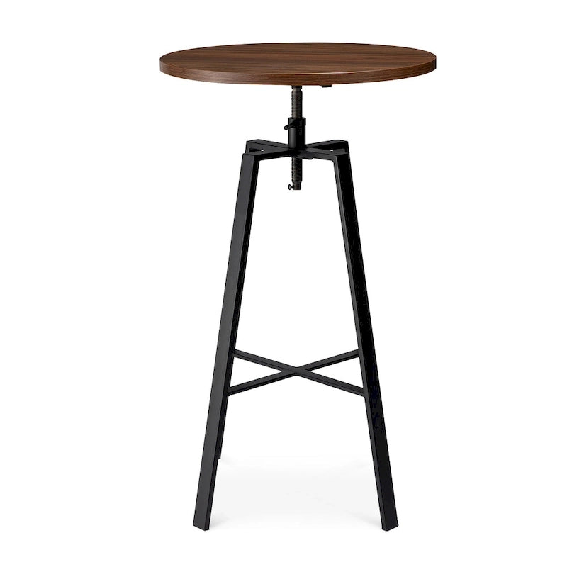 Table de bar ronde réglable Glitzhome Industrial Wood Top