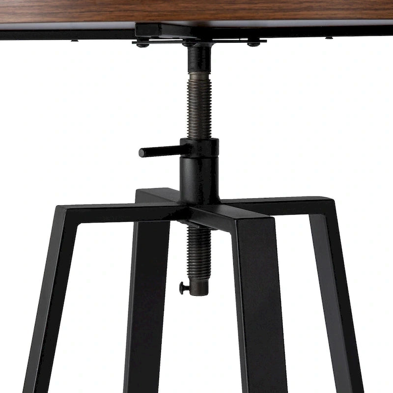 Table de bar ronde réglable Glitzhome Industrial Wood Top