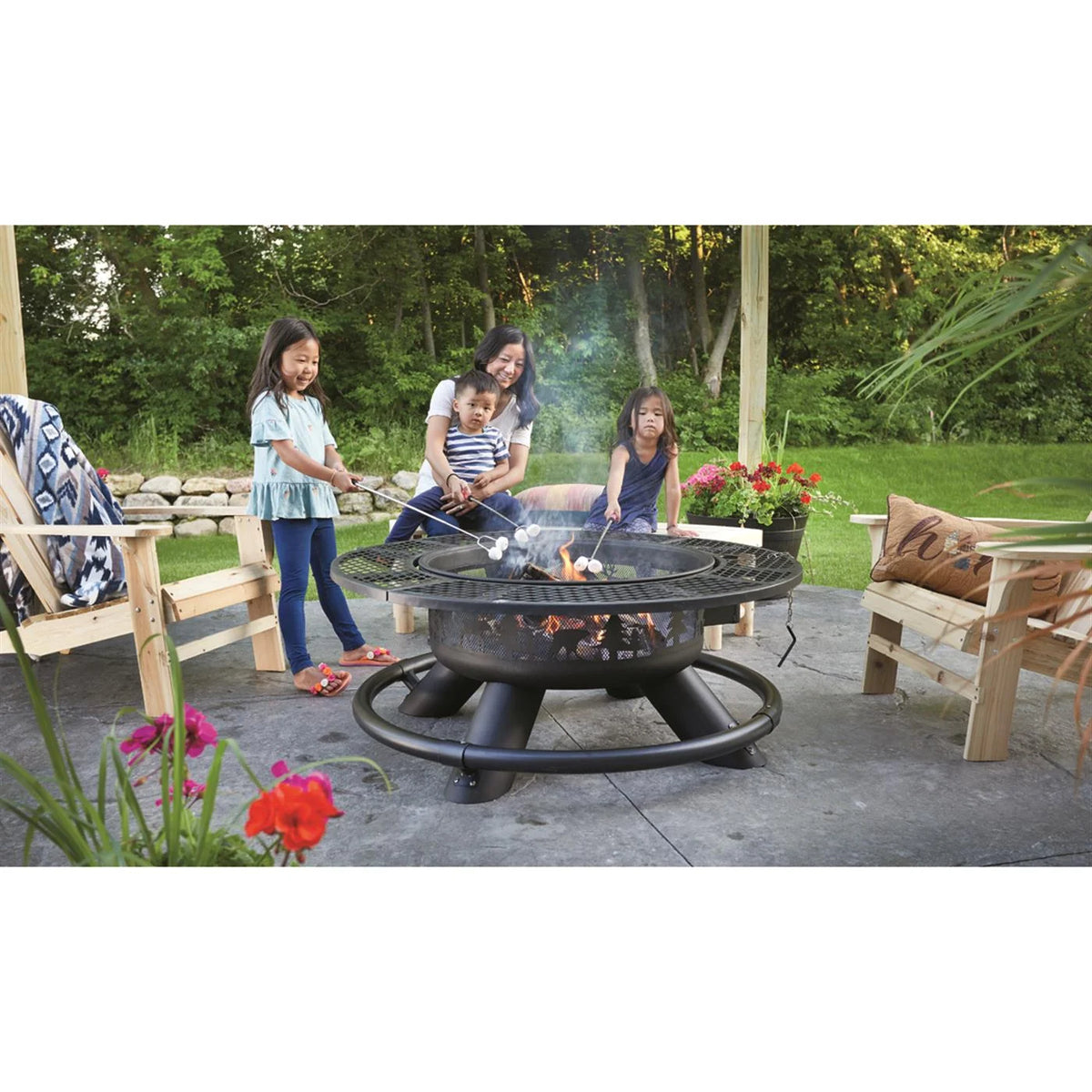 CASTLECREEK 47 Brasero avec grille de barbecue géométrique