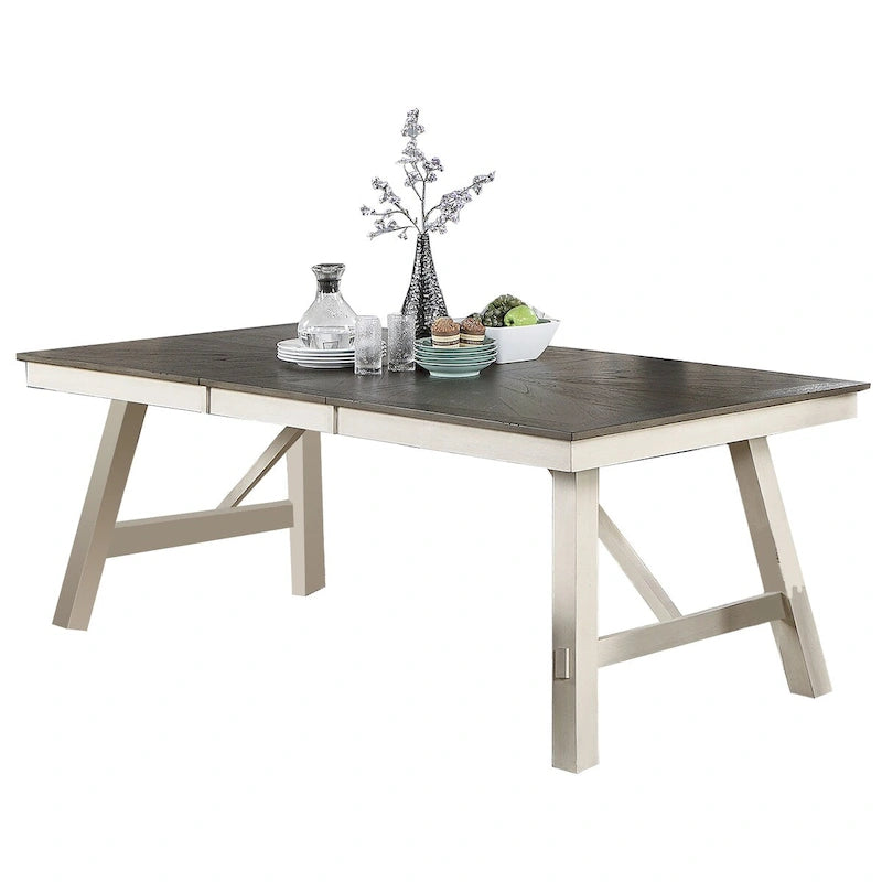 Table de salle à manger rectangulaire rustique en bois massif, 4-6 places, pour salle à manger et cuisine
