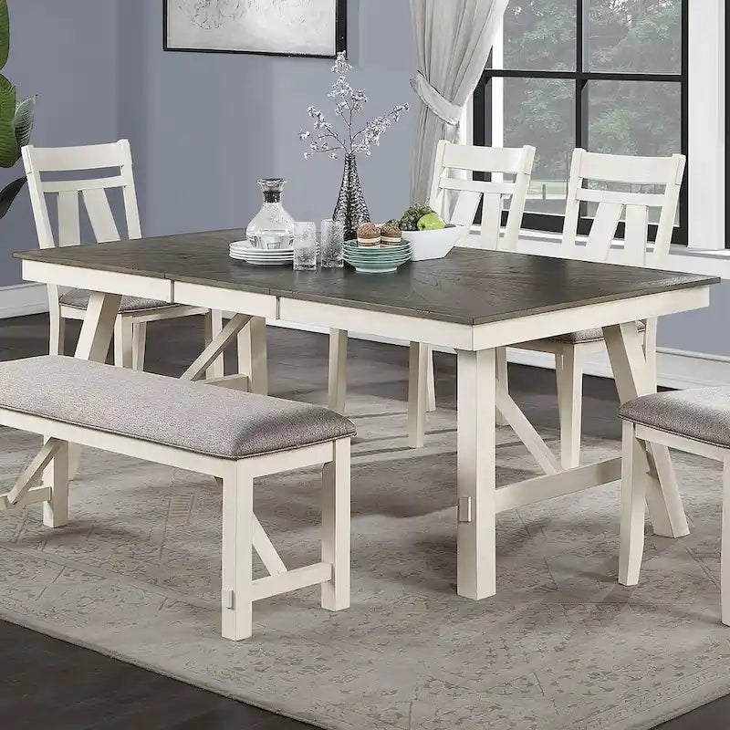 Table de salle à manger rectangulaire rustique en bois massif, 4-6 places, pour salle à manger et cuisine