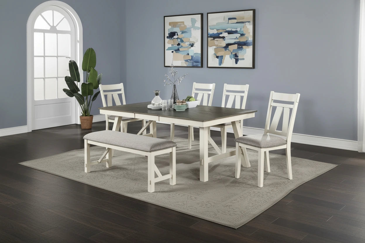 Table de salle à manger rectangulaire rustique en bois massif, 4-6 places, pour salle à manger et cuisine