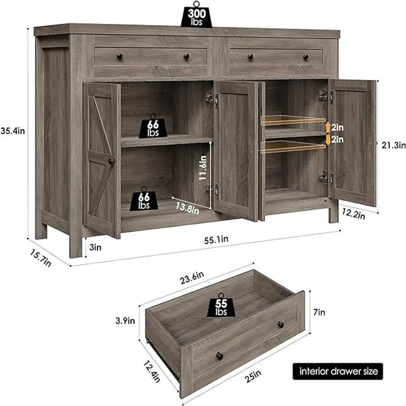 Buffet Vaisselier - 15.7P x 55.1L x 35.4H
