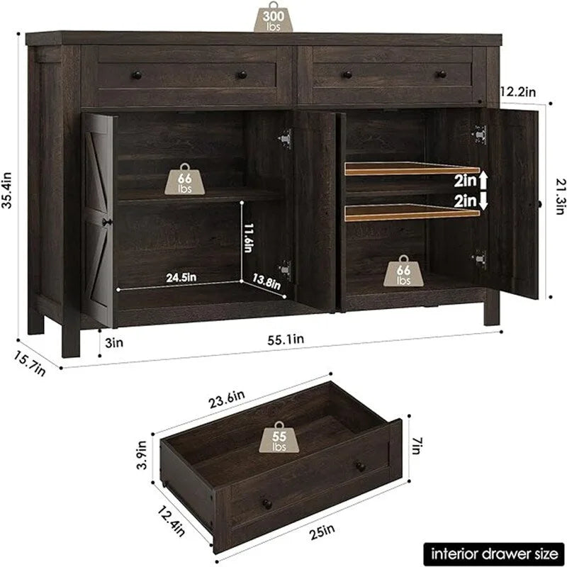 Buffet Vaisselier - 15.7P x 55.1L x 35.4H