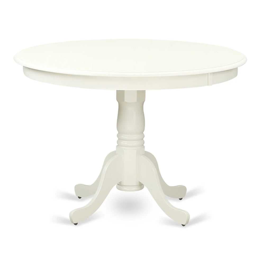 Ensemble de table à manger de 5 pièces HomeStock Country Cottage comprend une table de cuisine ronde avec piètement central et 4 chaises de salle à manger, 42 x 42 pouces, finition blanc lin
