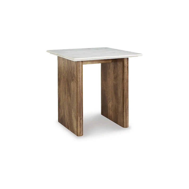 Table d'appoint Isanti marron clair/blanc - 23,13 larg. x 23,13 prof. x 22,63 haut.