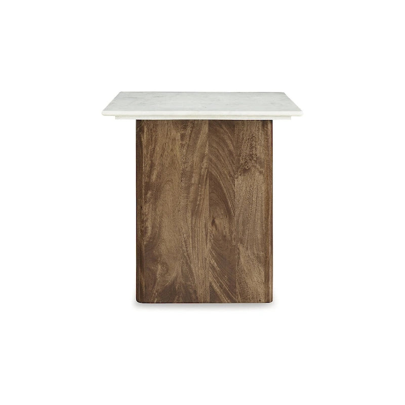 Table d'appoint Isanti marron clair/blanc - 23,13 larg. x 23,13 prof. x 22,63 haut.