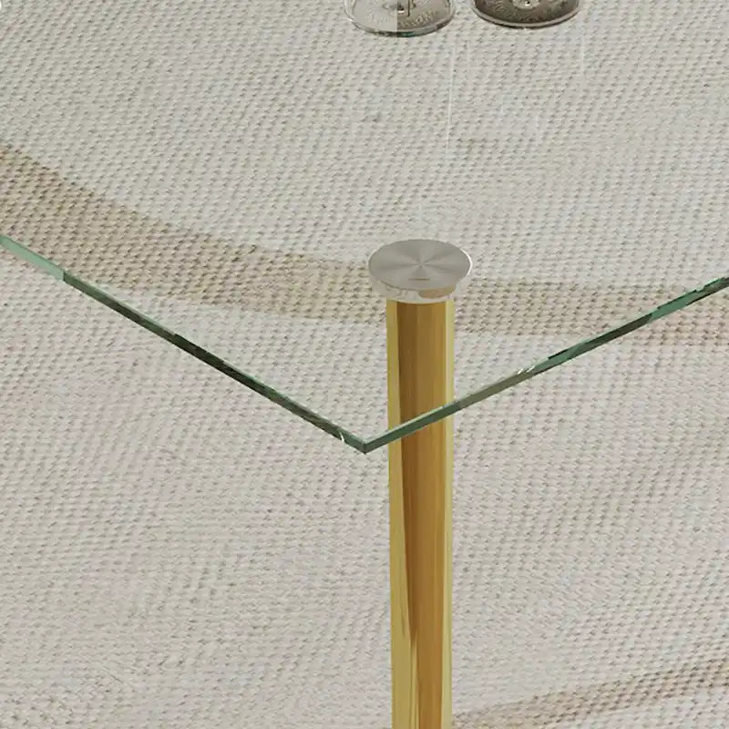 Table à manger en verre trempé de 0,32 po d'épaisseur avec pieds en acier inoxydable pour petits espaces, salle à manger
