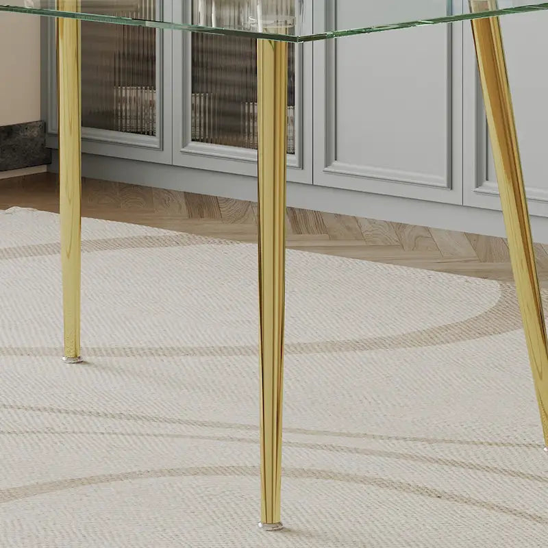 Table à manger en verre trempé de 0,32 po d'épaisseur avec pieds en acier inoxydable pour petits espaces, salle à manger