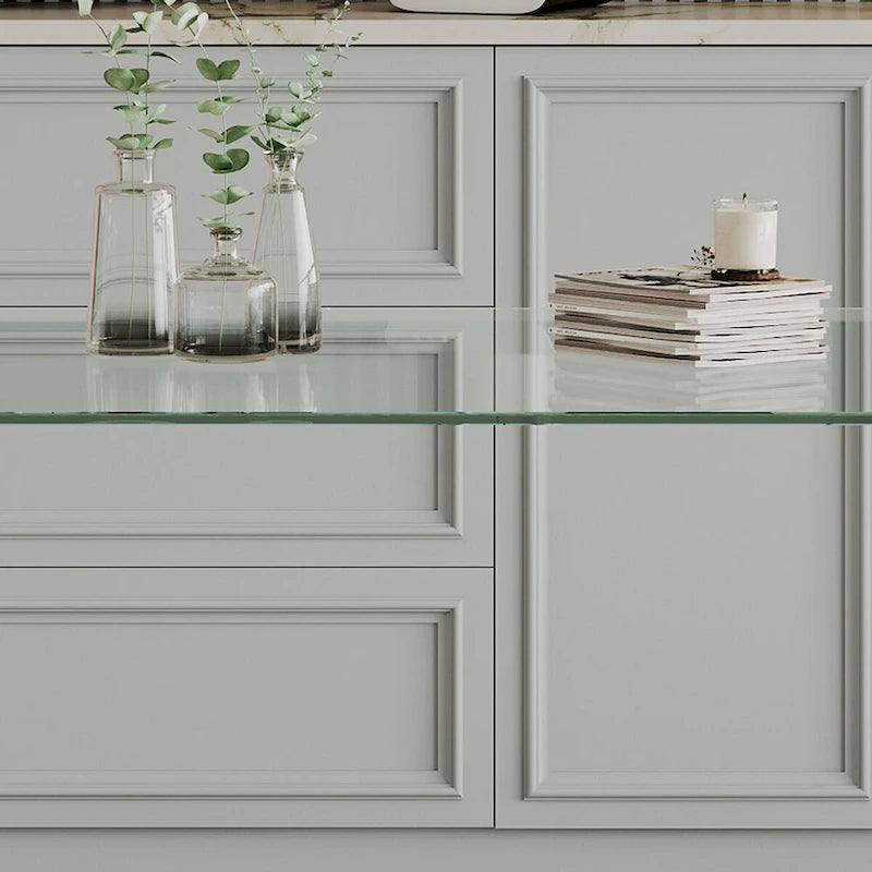Table à manger en verre trempé de 0,32 po d'épaisseur avec pieds en acier inoxydable pour petits espaces, salle à manger