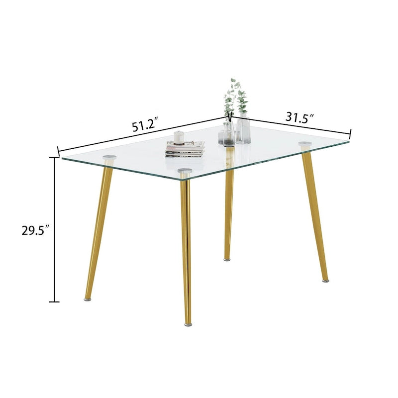 Table à manger en verre trempé de 0,32 po d'épaisseur avec pieds en acier inoxydable pour petits espaces, salle à manger
