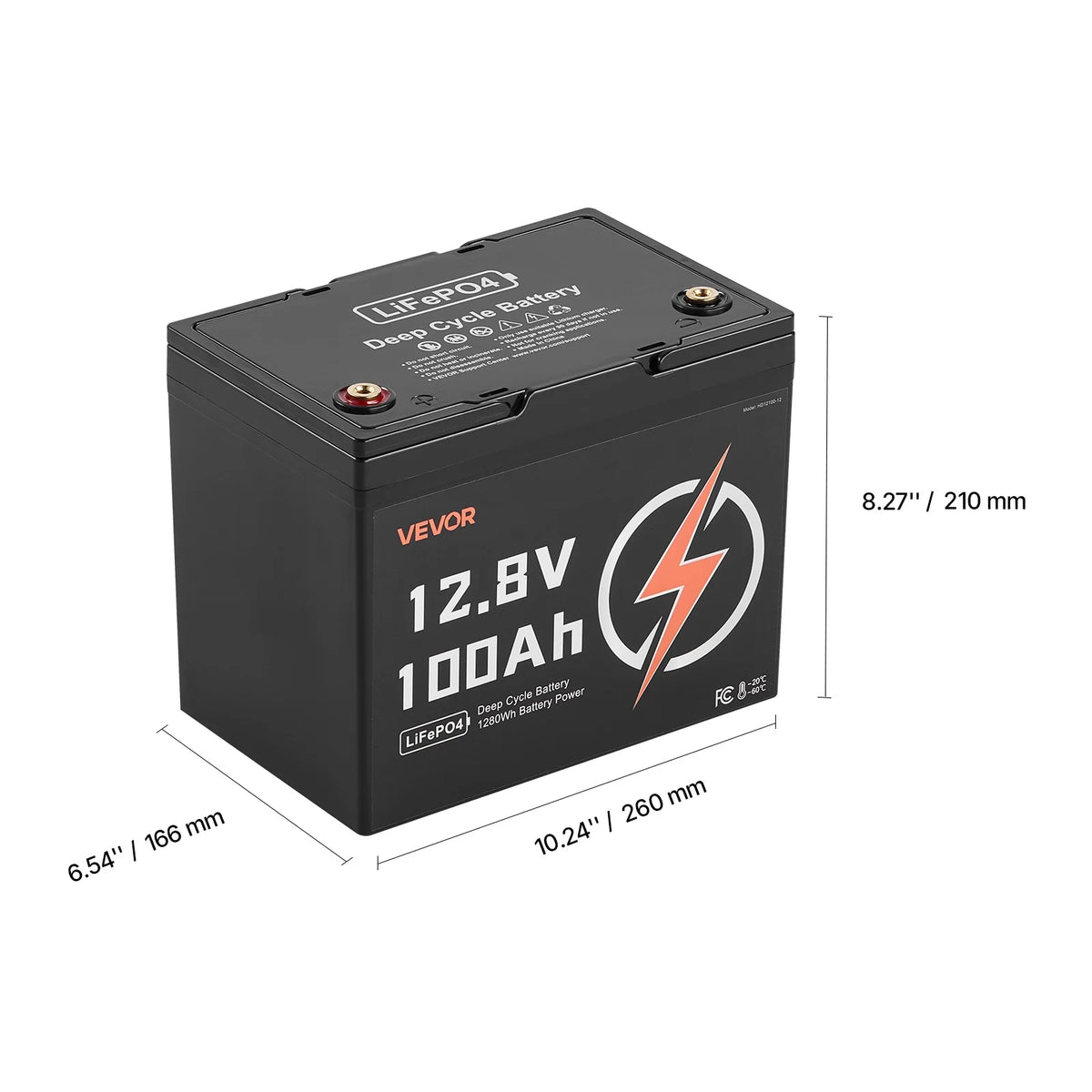 Batterie LiFePO4 VEVOR 12V 100Ah, Jusqu'à 15000 Cycles, Batterie Lithium Fer Phosphate à Décharge Profonde avec BMS Intégré,Protection à Basse Température,Durée de Vie de 10 Ans,pour Stockage d'Énergie Solaire Domestique Hors Réseau