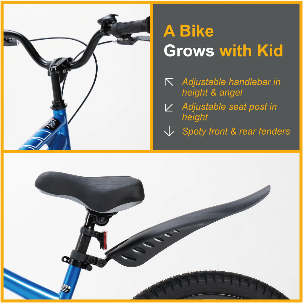 Vélo Royalbaby Freestyle 20 pour garçons et filles de 9 à 12 ans, Bleu