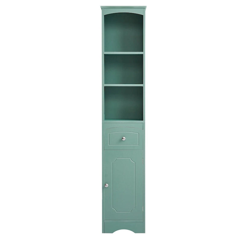 Meuble de rangement de salle de bain autoportant de 170 cm de haut avec portes et étagères réglables - 173 cm de haut