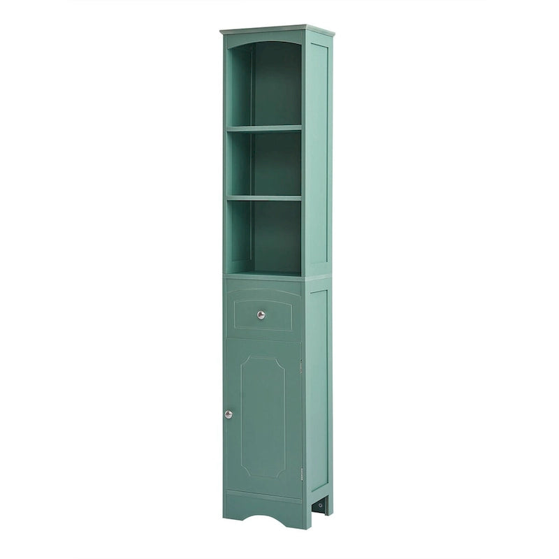 Meuble de rangement de salle de bain autoportant de 170 cm de haut avec portes et étagères réglables - 173 cm de haut