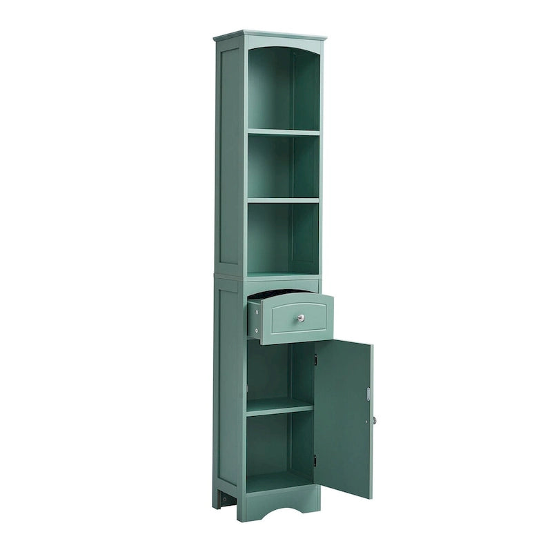Meuble de rangement de salle de bain autoportant de 170 cm de haut avec portes et étagères réglables - 173 cm de haut