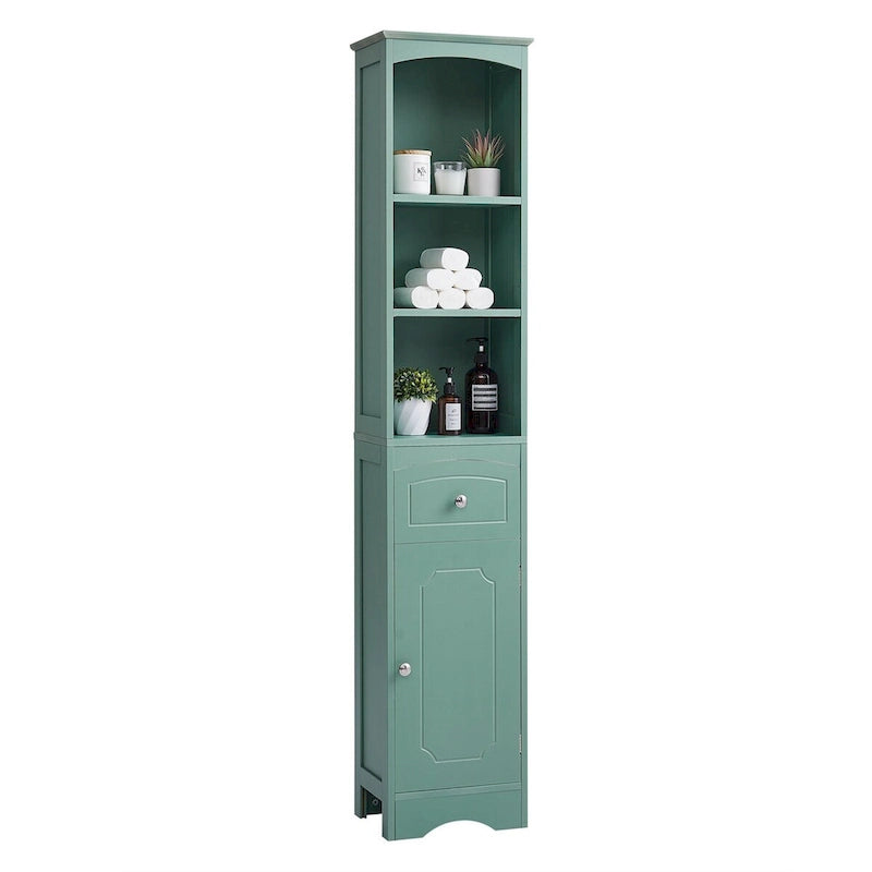 Meuble de rangement de salle de bain autoportant de 170 cm de haut avec portes et étagères réglables - 173 cm de haut