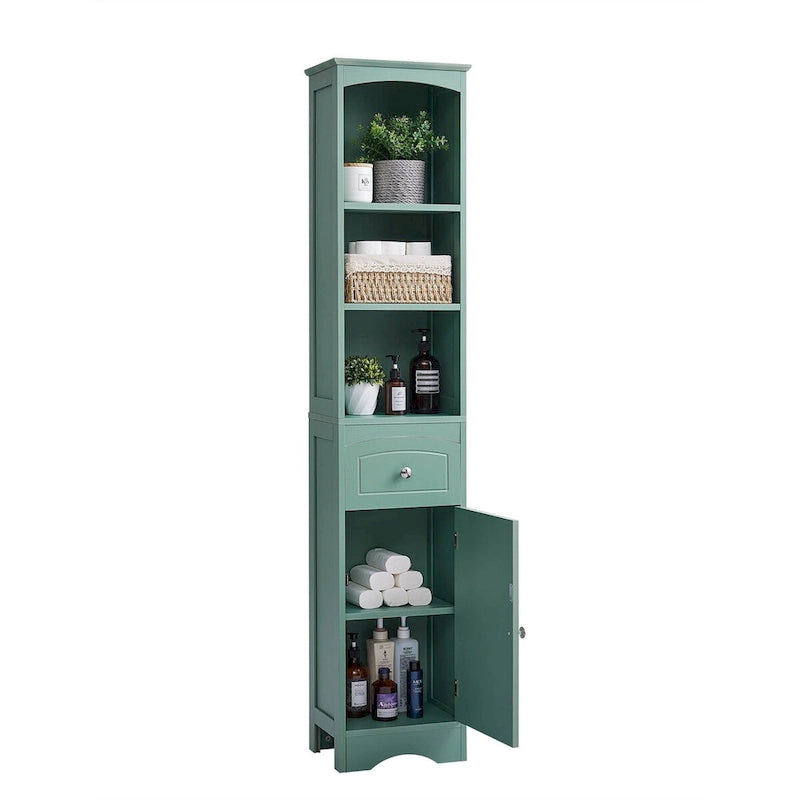 Meuble de rangement de salle de bain autoportant de 170 cm de haut avec portes et étagères réglables - 173 cm de haut