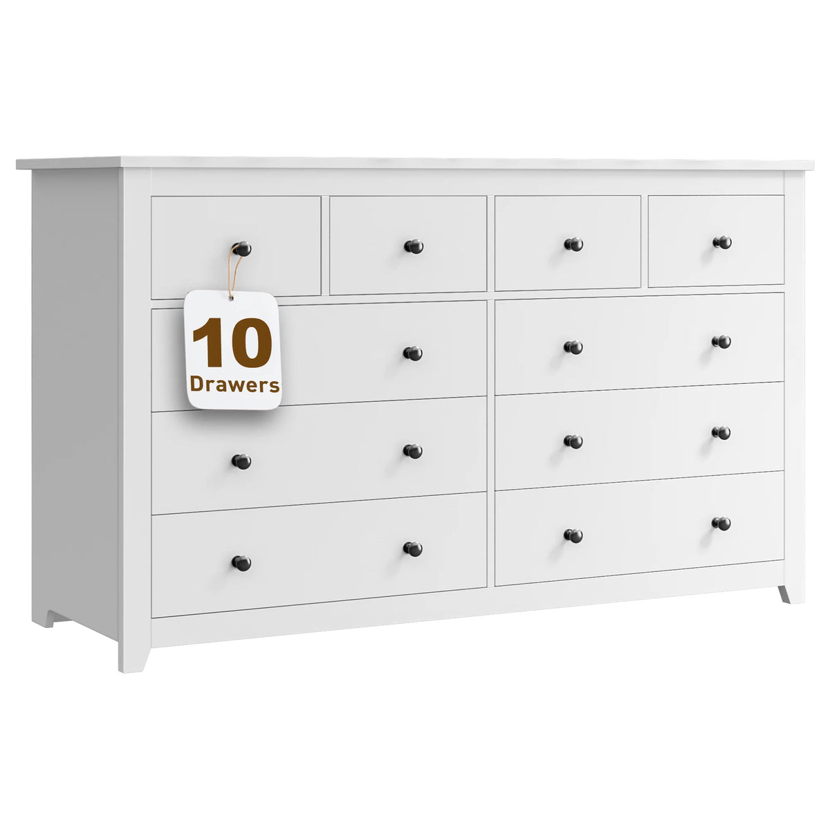 EnHomee Commode blanche pour chambre avec 10 tiroirs, commode moderne en bois, large chiffonnier pour adultes