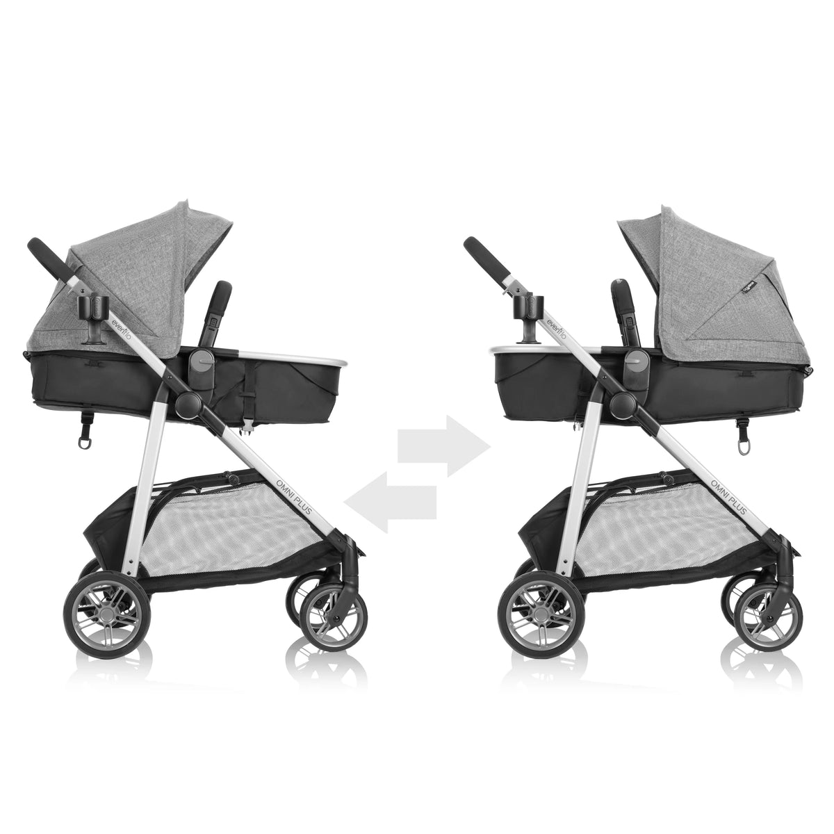 Système de voyage modulaire Evenflo Omni Plus avec siège auto pour bébé LiteMax Sport, gris Mylar, unisexe