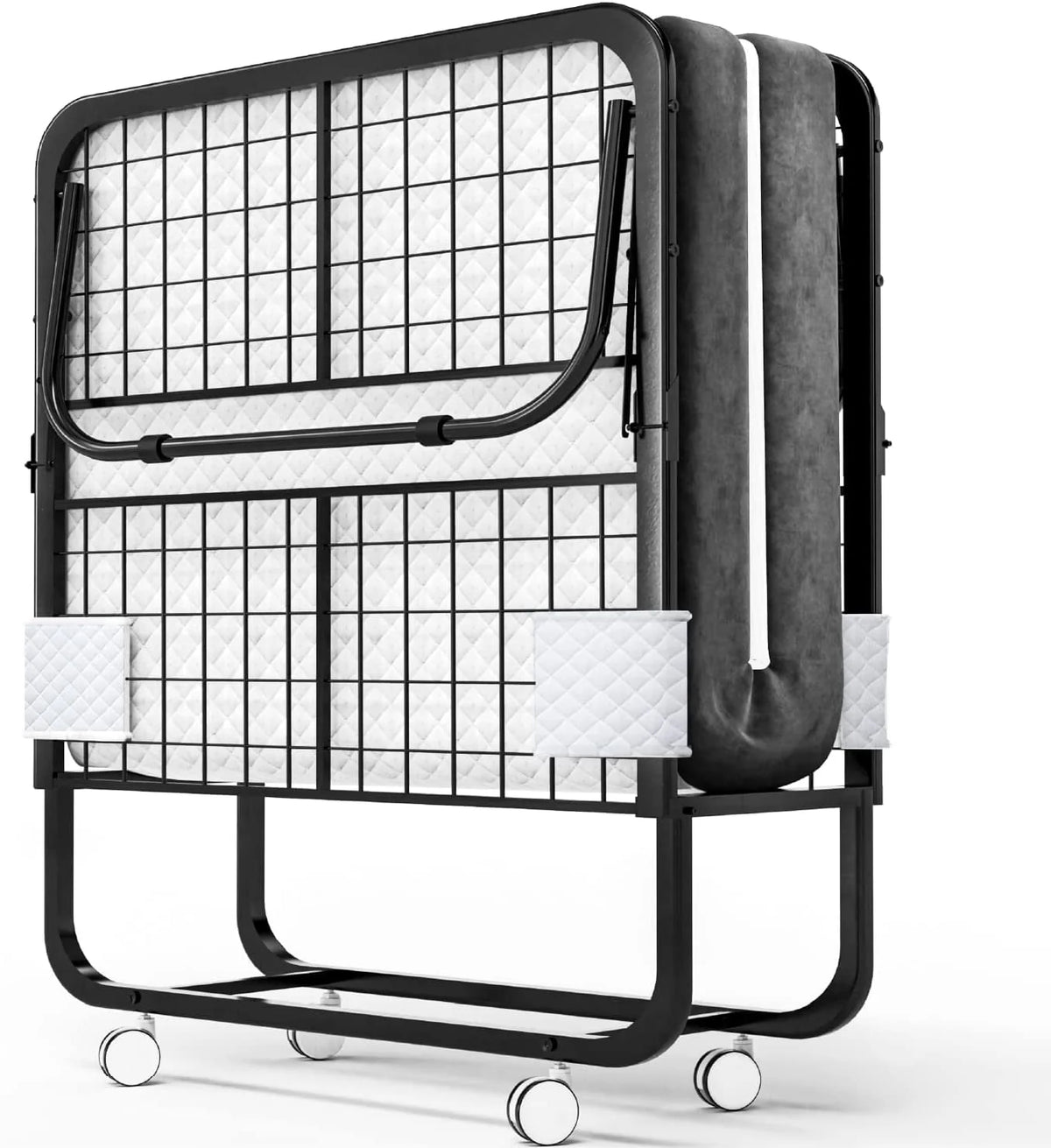 Lit pliant EconoHome avec matelas - Cadre de lit format lit de camp 75 x 31 - Lit d'appoint portable, pliable et roulant pour adultes - Matelas de camp en mousse à mémoire de forme de 12,7 cm d'épaisseur - Lit pliant gain de place facile à ranger