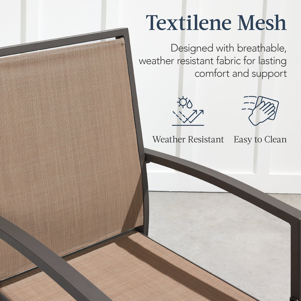 Best Choice Products Lot de 2 tabourets de bar d'extérieur, Chaises de patio hauteur bar avec maille toutes saisons - Noir/Noir