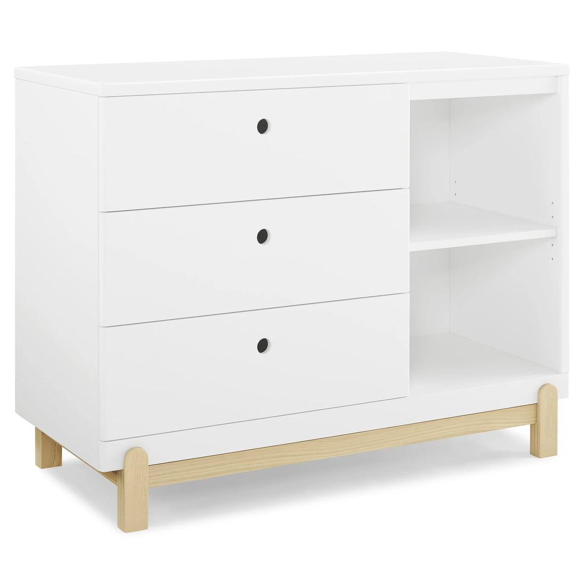 Commode Delta Children Poppy à 3 tiroirs avec casiers et tiroirs emboîtables, Blanc Bianca/Naturel