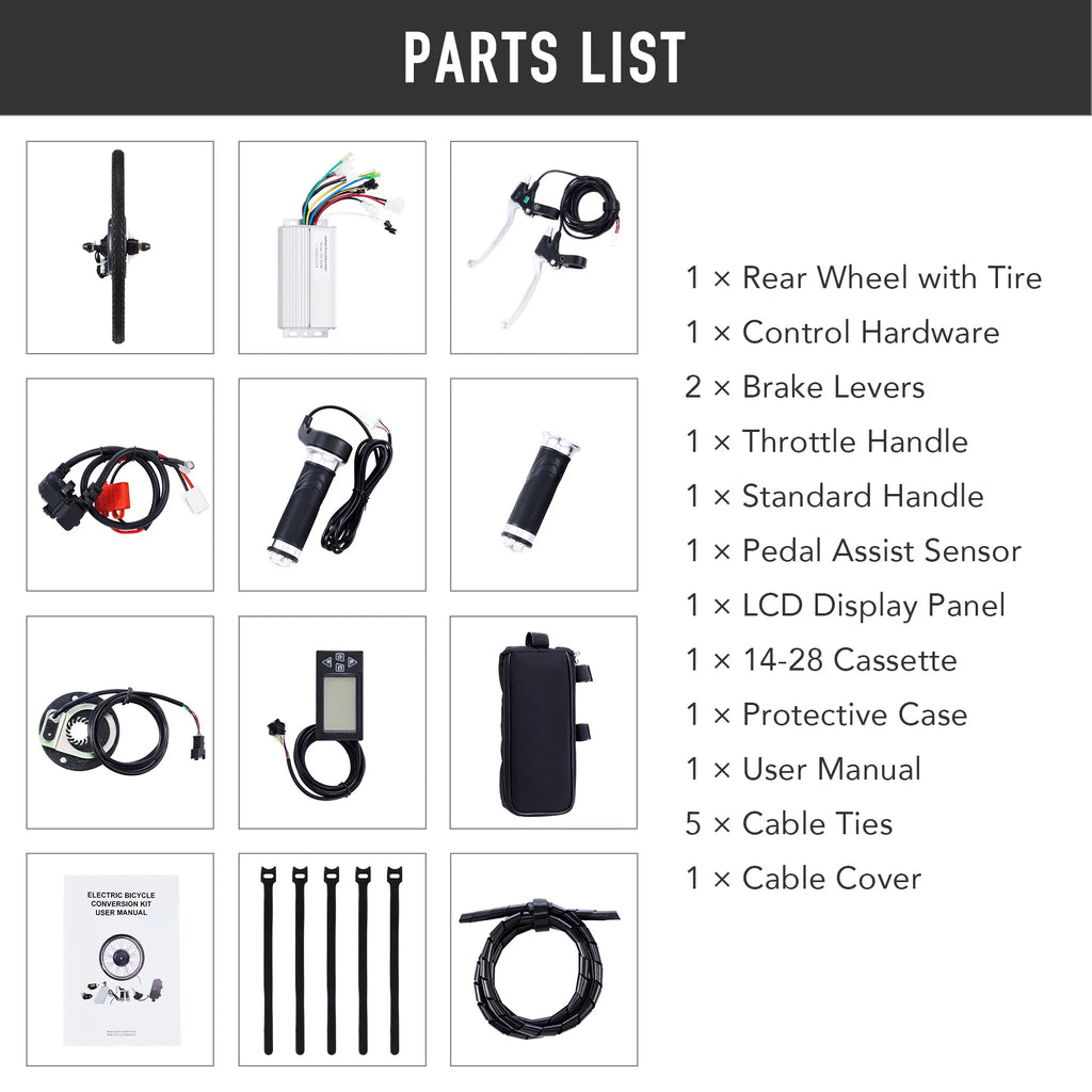 Kit de conversion de vélo électrique Viribus pour roue arrière 26, moteur-roue 1000 W, écran LCD, kit DIY pour vélo électrique