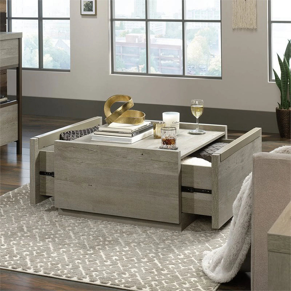 Table basse contemporaine en bois d'ingénierie Pemberly Row marron