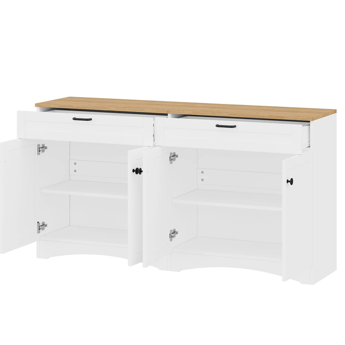 72h Garde-manger en paire, 2, Étagères réglables, , Finition noire 2 Bibliothèques , Armoire de style vintage
