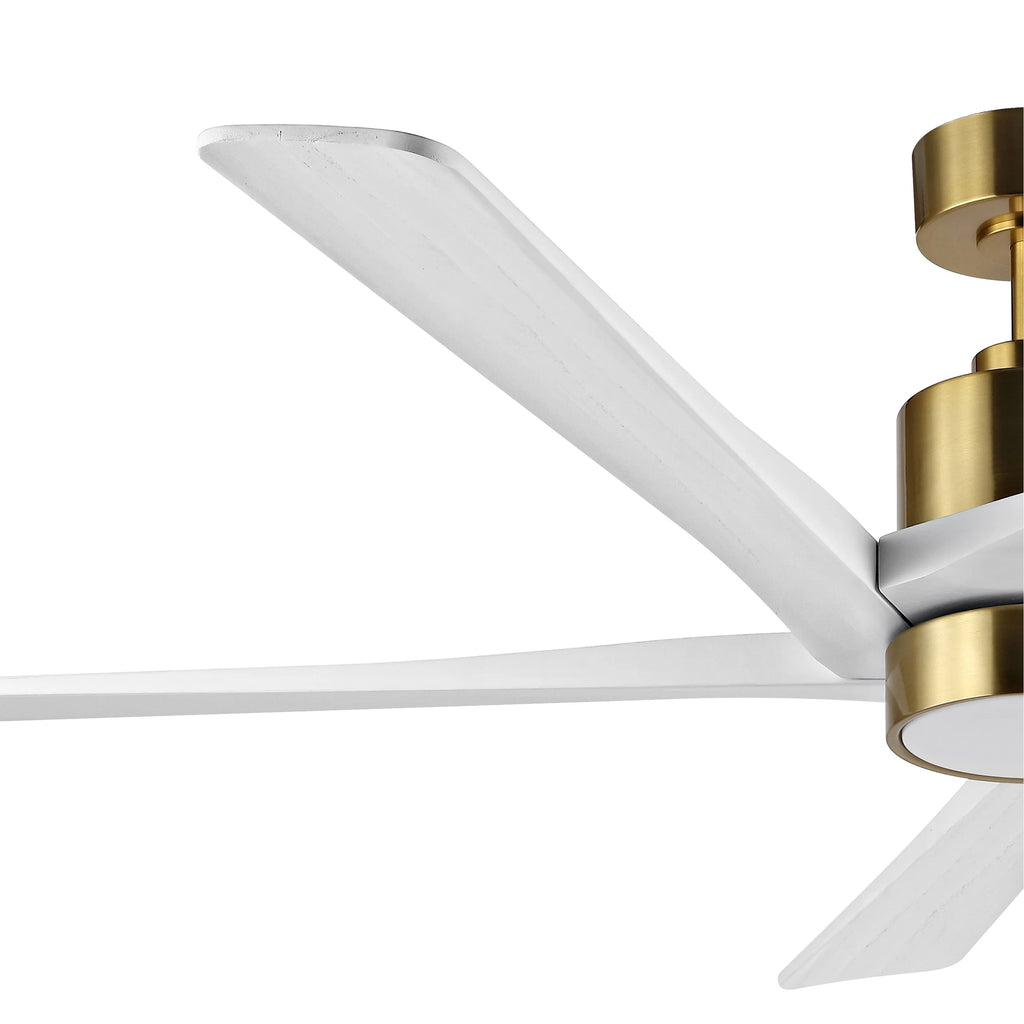 Ventilateur de plafond WINGBO 54 pouces à courant continu avec éclairage et télécommande, 5 pales réversibles en bois sculpté, laiton/noir