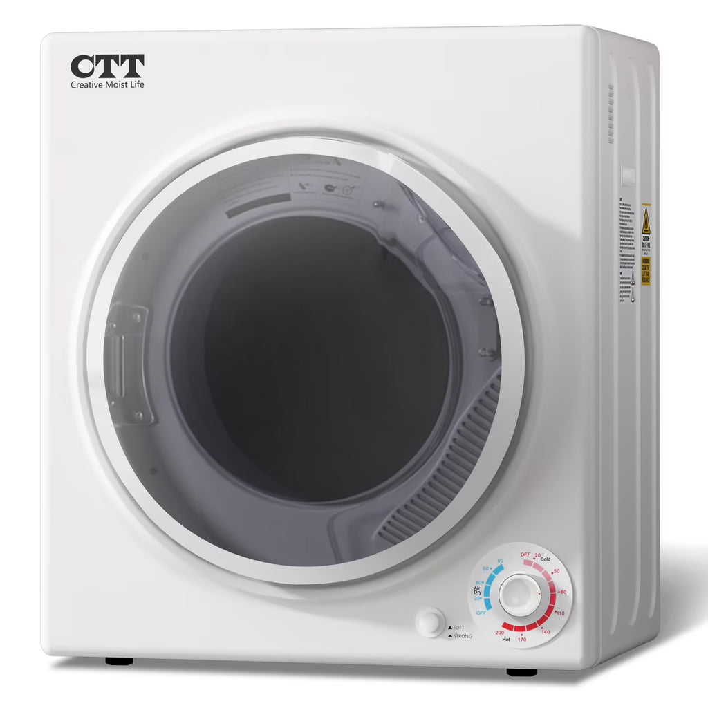 Sèche-linge portable CTT 110 V 1 500 W, sèche-linge compact de 3,5 pi³ avec tambour en acier inoxydable, 4 modes de séchage, idéal pour la buanderie, les appartements, les camping-car et les dortoirs