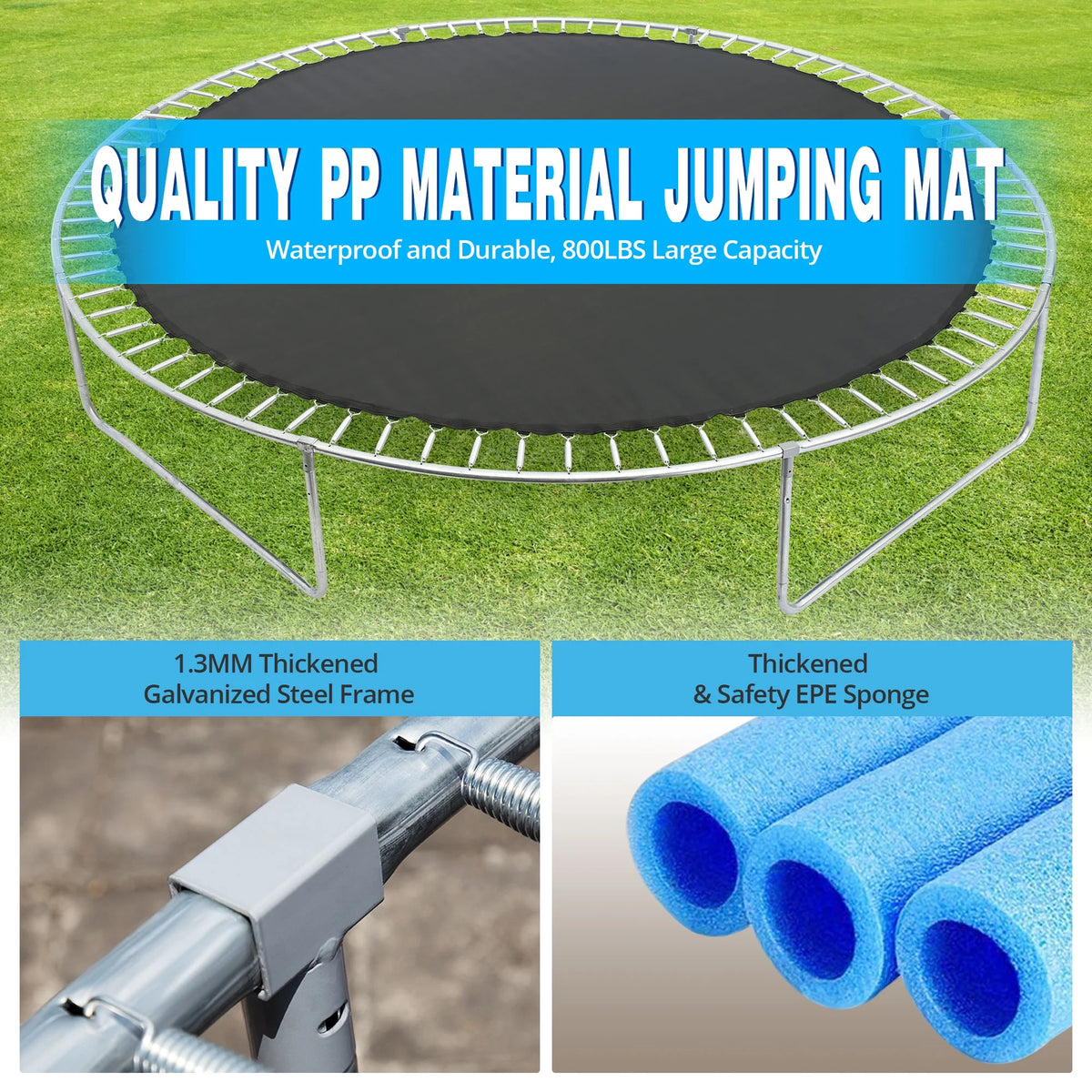 Trampoline de 14 pieds pour enfants, avec panier de basket et filet de sécurité, capacité de 880 lb pour 4 enfants, tapis imperméable et échelle, trampoline d’extérieur pour jardin