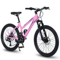POWANLI 26 Vélo tout-terrain pour femme, Vélo de montagne 21 vitesses avec freins à disque doubles et suspension avant de 100 mm, Rose (Cadeau)