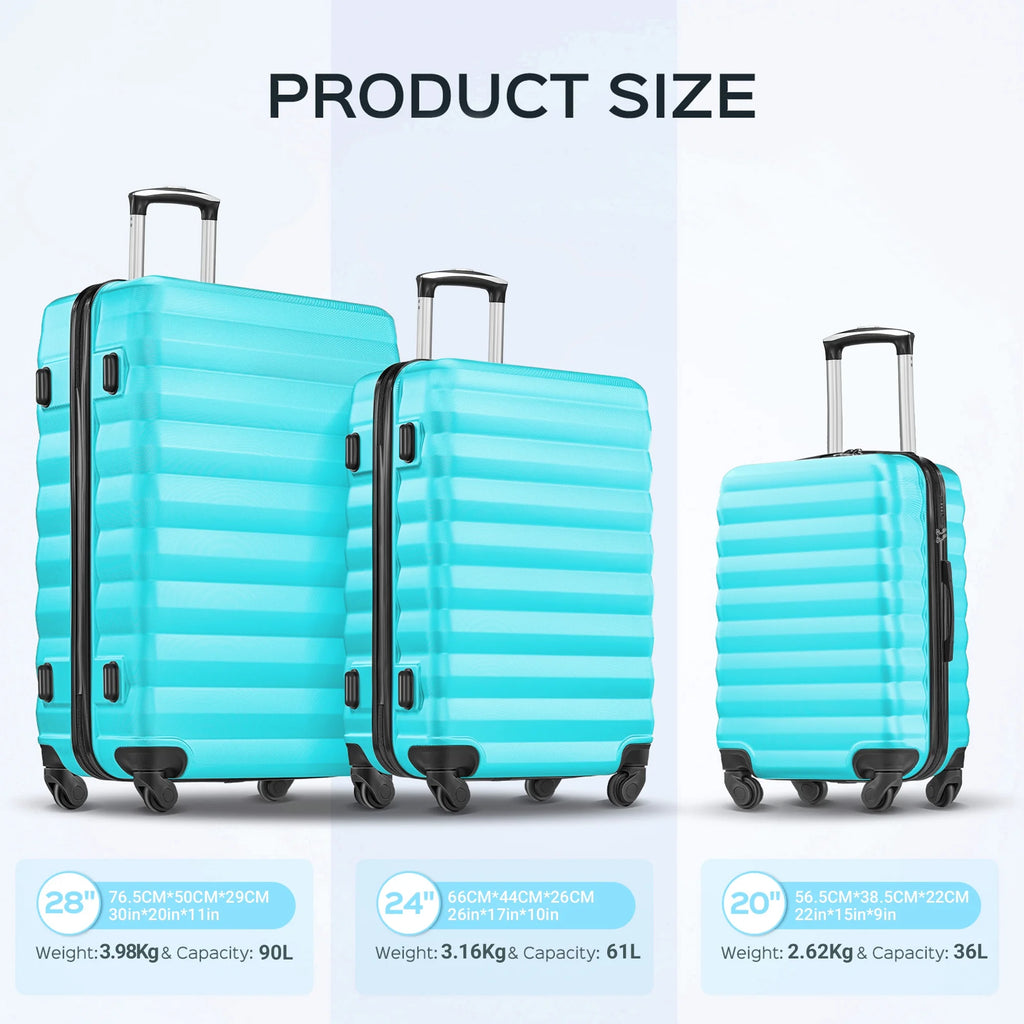 Ensemble de 9 pièces comprenant 3 valises rigides de 20, 24 et 28 pouces, 6 sacs de rangement et valises de voyage à roulettes, rose