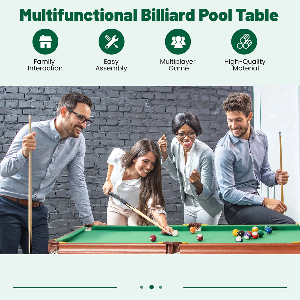 Ensemble de table de billard pliable Costway avec pieds pliables, pieds réglables, 2 queues de billard et 2 craies
