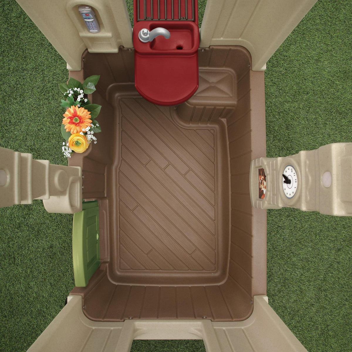 Step2 Happy Home Cottage & Grill Maisonnette marron en plastique avec barbecue Jouets d'extérieur pour enfants
